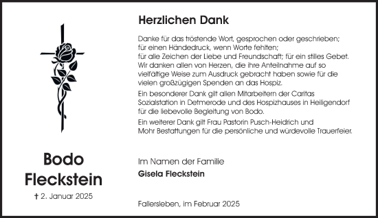 Traueranzeige von Bodo Fleckstein 