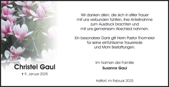 Traueranzeige von Christel Gaul 