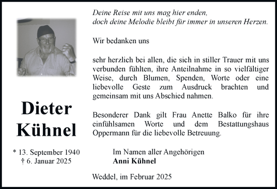 Traueranzeige von Dieter Kühnel 