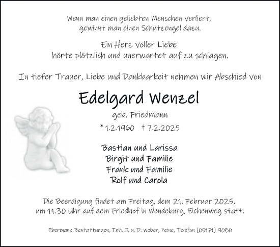 Traueranzeige von Edelgard Wenzel 