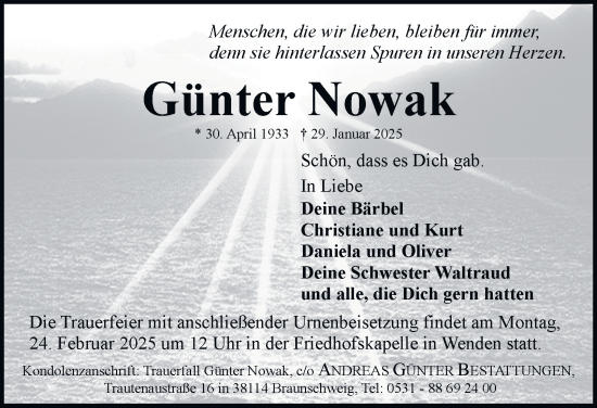 Traueranzeige von Günter Nowak 
