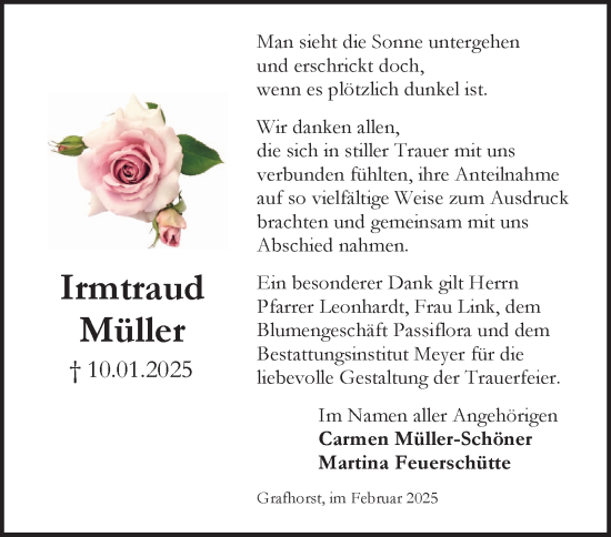 Traueranzeige von Irmtraud Müller von Helmstedter Nachrichten