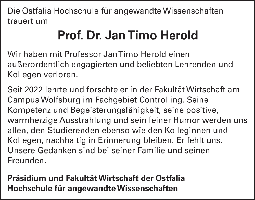  Traueranzeige für Jan Timo Herold vom 01.02.2025 aus 