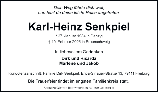 Traueranzeige von Karl-Heinz Senkpiel von Braunschweiger Zeitung