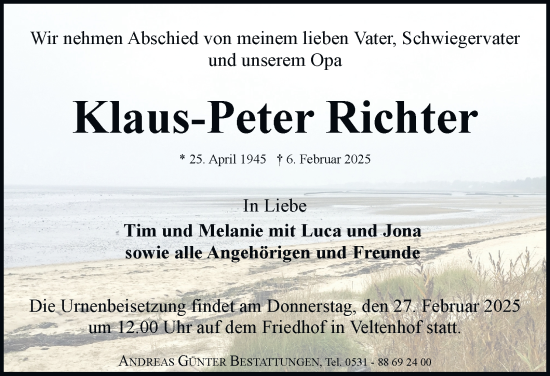 Traueranzeige von Klaus-Peter Richter 