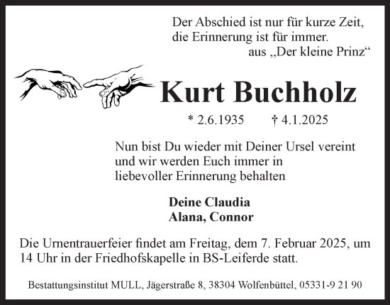 Traueranzeige von Kurt Buchholz 