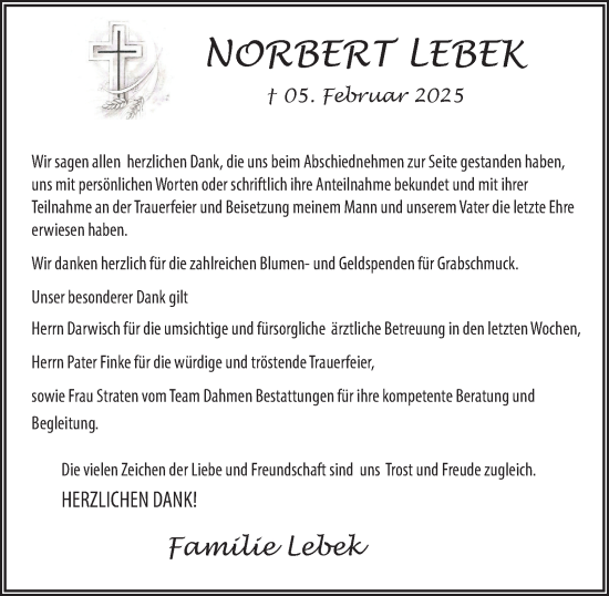 Traueranzeige von Norbert Lebek von Salzgitter-Zeitung
