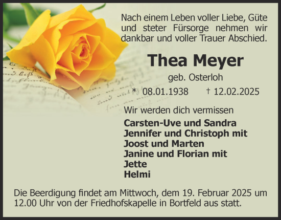 Traueranzeige von Thea Meyer 