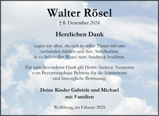 Traueranzeige von Walter Rösel 