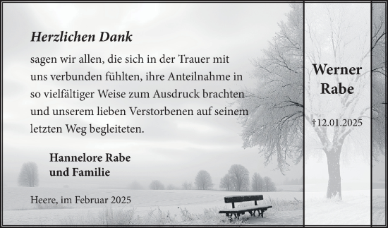 Traueranzeige von Werner Rabe von Salzgitter-Zeitung