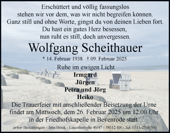 Traueranzeige von Wolfgang Scheithauer 