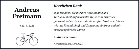 Traueranzeige von Andreas Freimann 