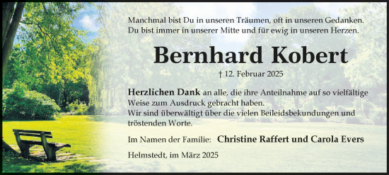 Traueranzeige von Bernhard Kobert von Helmstedter Nachrichten