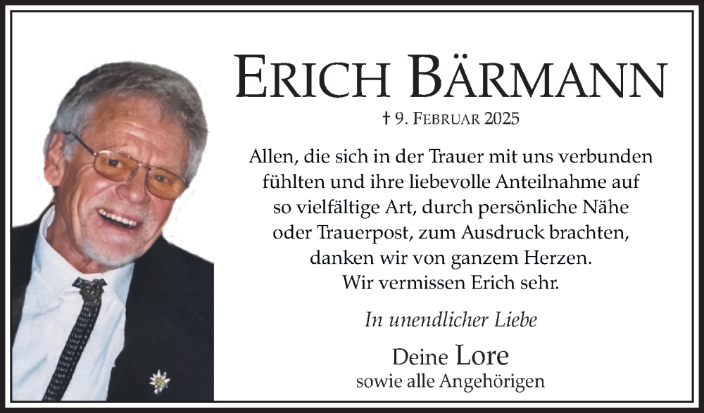  Traueranzeige für Erich Bärmann vom 15.03.2025 aus Salzgitter-Zeitung