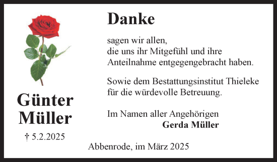 Traueranzeige von Gerda Müller von Wolfenbütteler Zeitung
