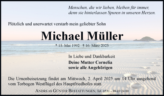 Traueranzeige von Michael Müller von Helmstedter Nachrichten