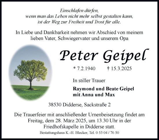 Traueranzeige von Peter Geipel 