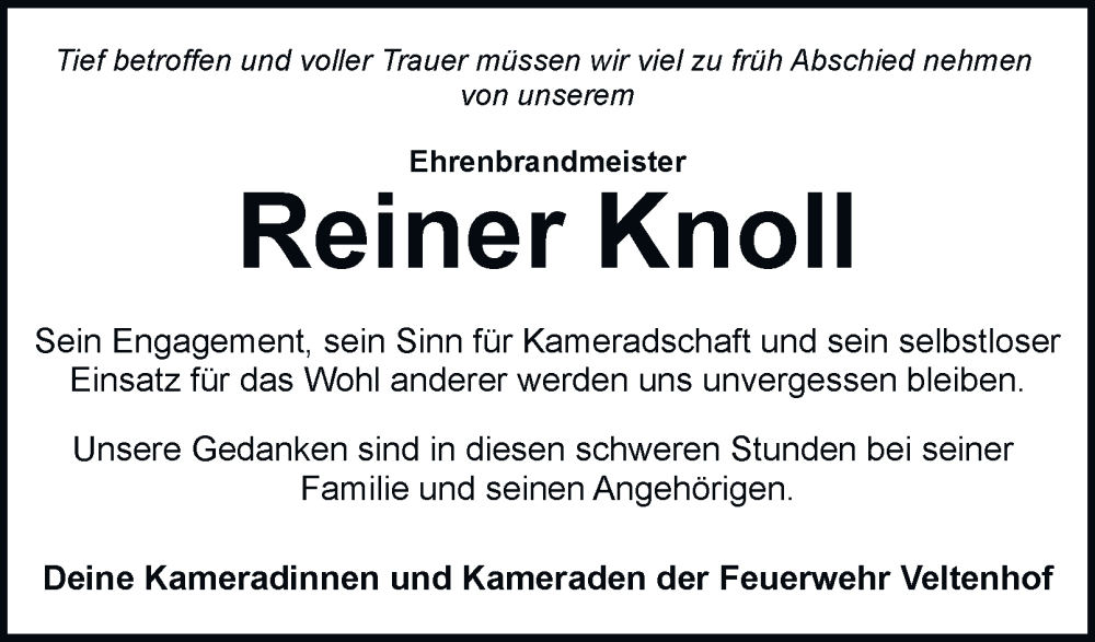  Traueranzeige für Reiner Knoll vom 29.03.2025 aus 