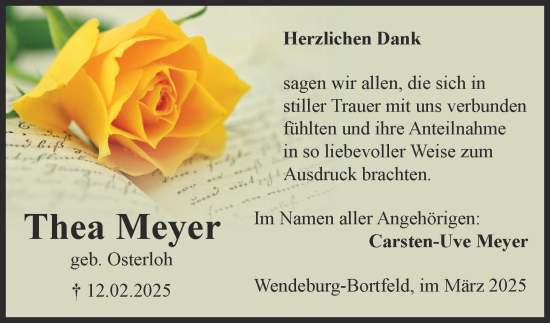 Traueranzeige von Thea Meyer von Peiner Nachrichten