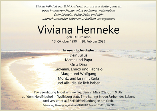 Traueranzeige von Viviana Henneke 