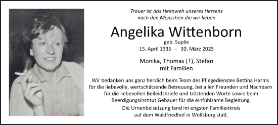 Traueranzeige von Angelika Wittenborn 