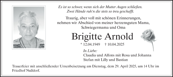 Traueranzeige von Brigitte Arnold von Salzgitter-Zeitung