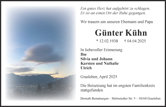 Traueranzeige von Günter Kühn von Helmstedter Nachrichten