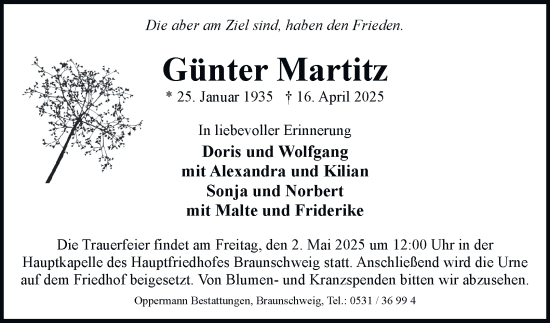 Traueranzeige von Günter Martitz 