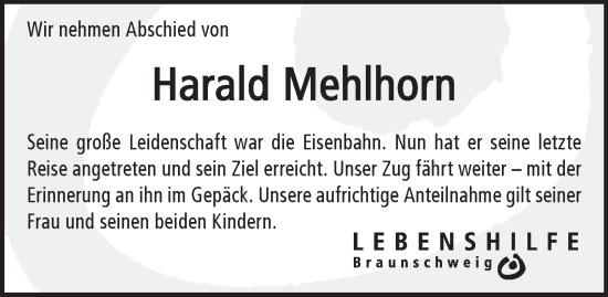 Traueranzeige von Harald Mehlhorn 
