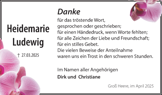 Traueranzeige von Heidemarie Ludewig von Salzgitter-Zeitung