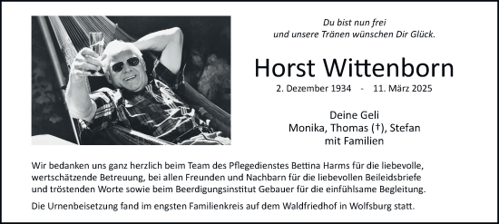 Traueranzeige von Horst Wittenborn 