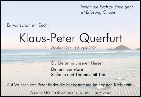 Traueranzeige von Klaus-Peter Querfurt 