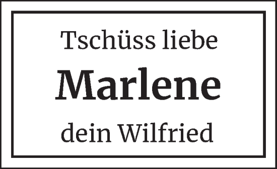Traueranzeige von Marlene  von Peiner Nachrichten