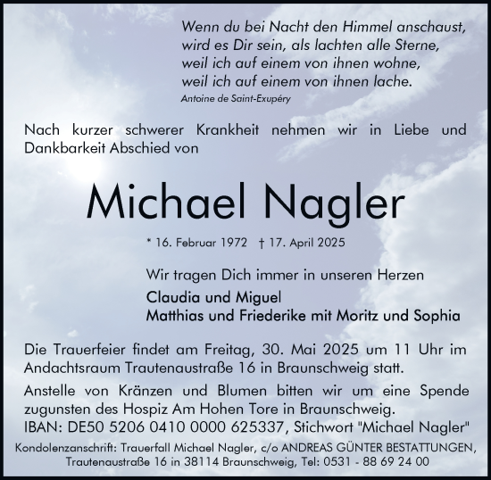 Traueranzeige von Michael Nagler 