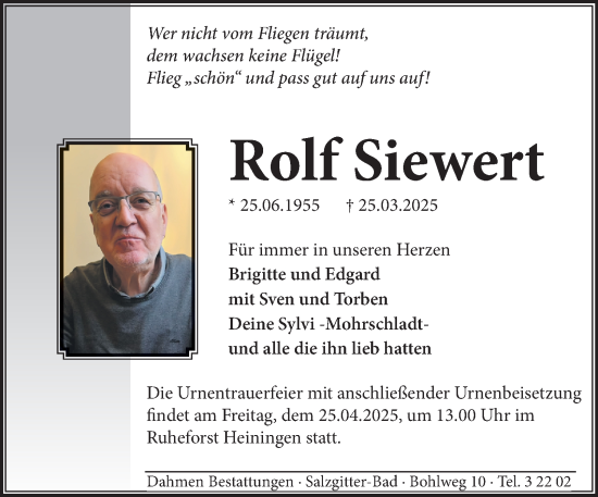Traueranzeige von Rolf Siewert von Salzgitter-Zeitung
