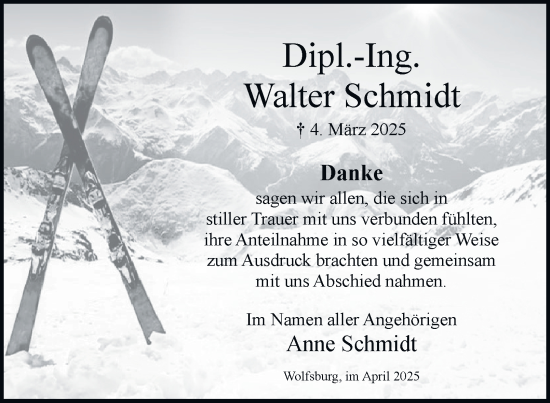Traueranzeige von Walter Schmidt 