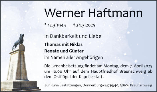 Traueranzeige von Werner Haftmann 