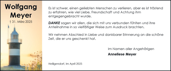 Traueranzeige von Wolfgang Meyer 