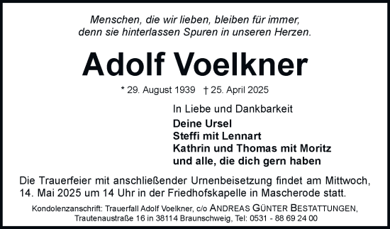 Traueranzeige von Adolf Voelkner 