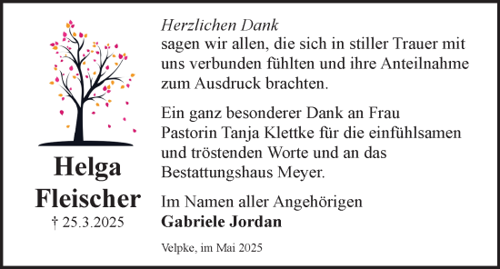 Traueranzeige von Gabriele Jordan von Helmstedter Nachrichten