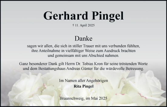 Traueranzeige von Gerhard Pingel 