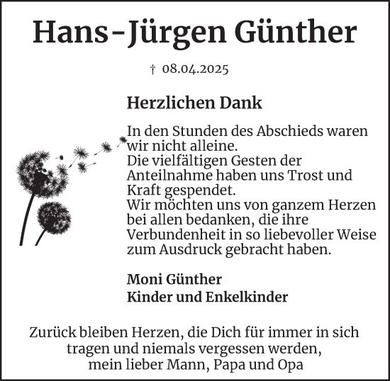 Traueranzeige von Hans-Jürgen Günther 