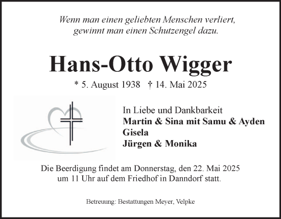 Traueranzeige von Hans-Otto Wigger 