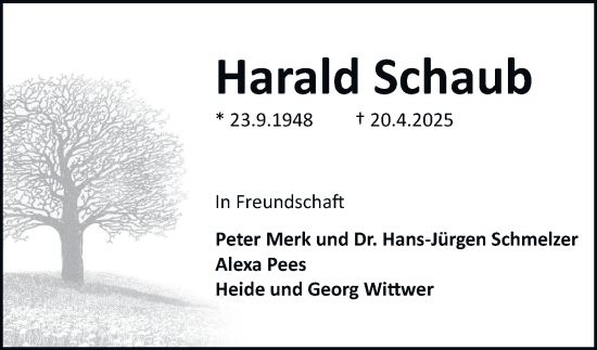 Traueranzeige von Harald Schaub 