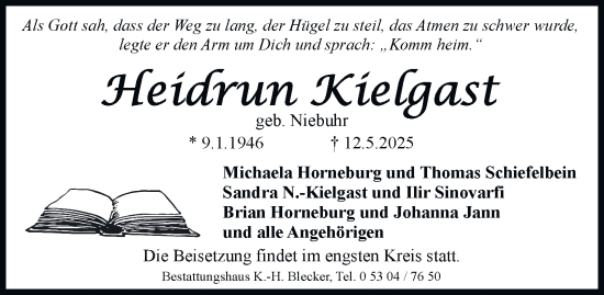 Traueranzeige von Heidrun Kielgast 