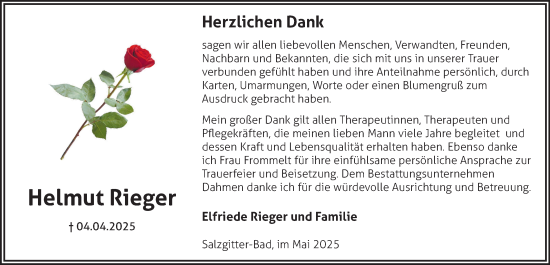 Traueranzeige von Helmut Rieger von Salzgitter-Zeitung