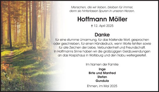 Traueranzeige von Hoffmann Möller 