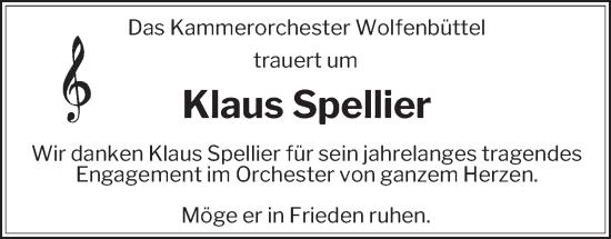Traueranzeige von Klaus Spellier 