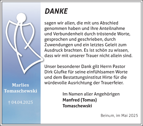 Traueranzeige von Marlies Tomaschewski von Salzgitter-Zeitung