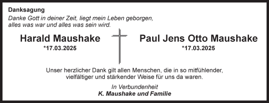 Traueranzeige von Paul Jens Otto Maushake von Salzgitter-Zeitung
